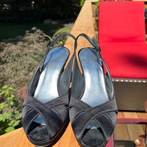 Stuart Weitzman silky black dress shoes.  Size 7.5 Medium.
